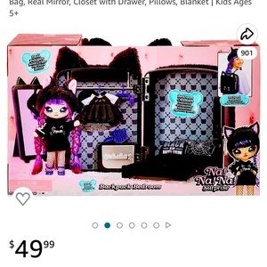 Na! Na! Na! Surprise 3-in-1 backpack bedroom set w/fashion doll Tuesday meow.